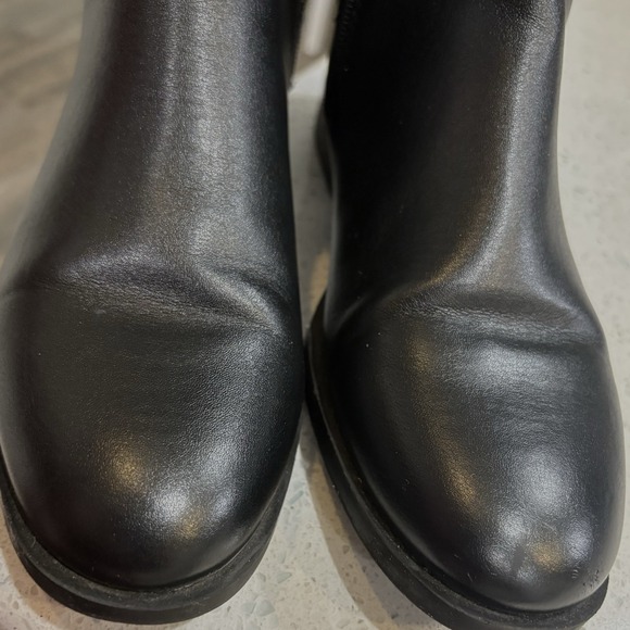 Nine West Boots Womens 8 M Knee High Side Zip Riding Boot Black Leather Fabric - Picture 4 of 4